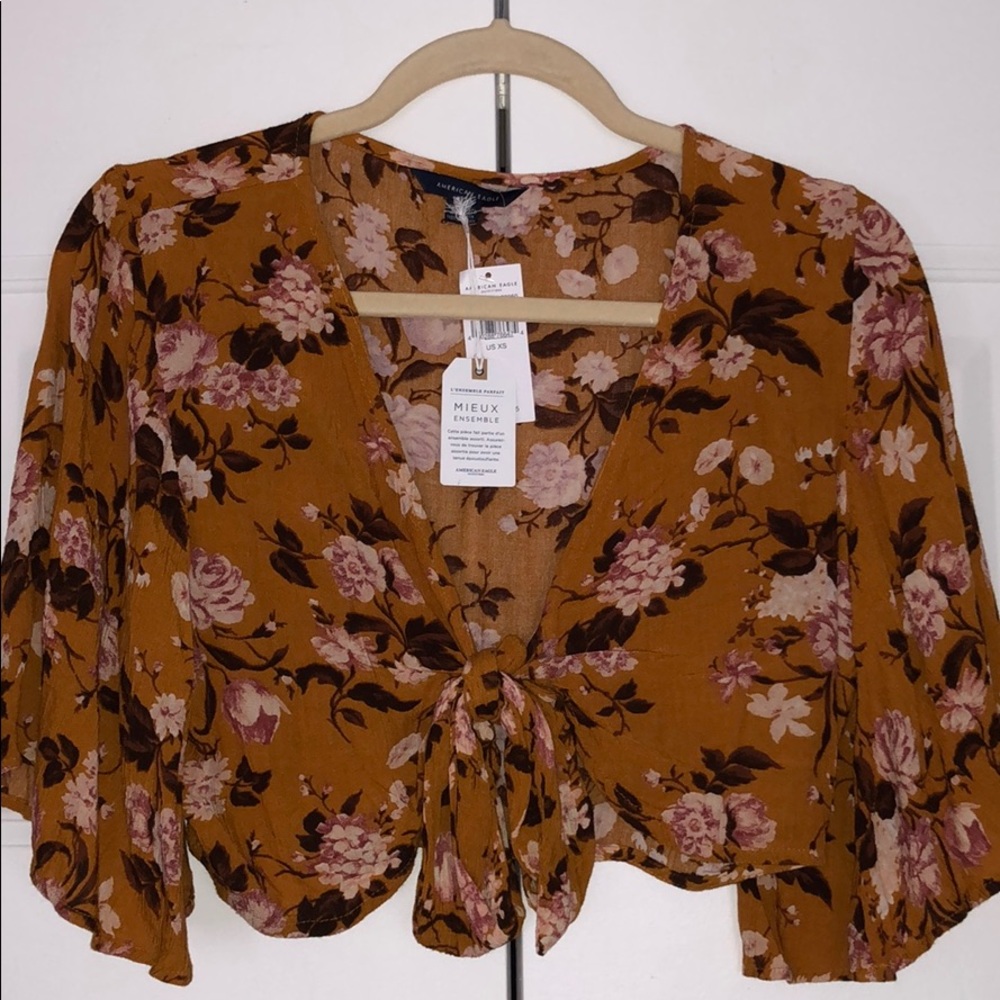 Burnt orange floral crop top